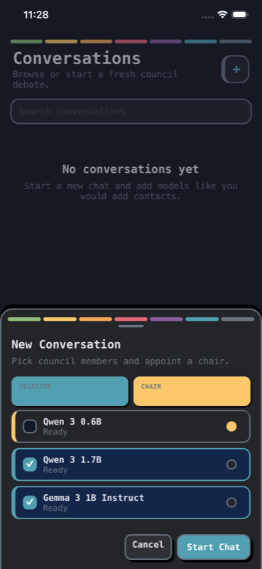 Pocket Council lineup selection with Claude and GPT-4o options.